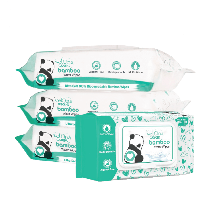 Cuddlies Biodegradable Bamboo Water Wipes 4 Pack