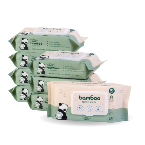 Cuddlies Bamboo water Baby wipes 8 pack stacked