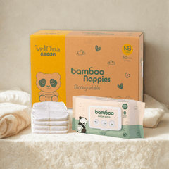 Eco Nappy & Wipes Starter Pack – Bamboo Size 1 Nappies & Water Wipes for Newborns - Gentle, Rash-Free Baby Care.