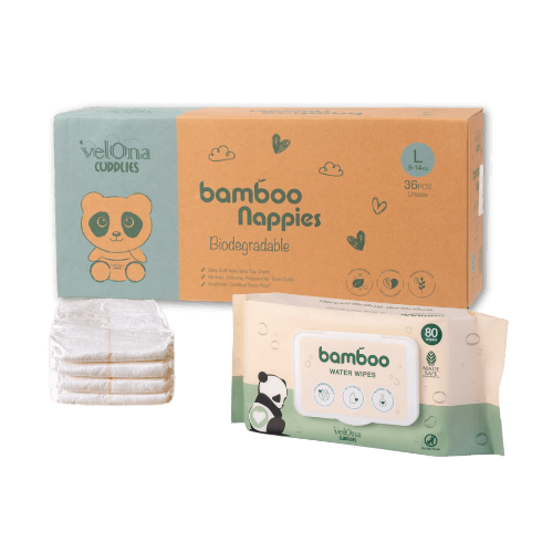 Eco Nappy & Wipes Starter Pack – Bamboo Size 4 Nappies & Water Wipes for Gentle Baby Care