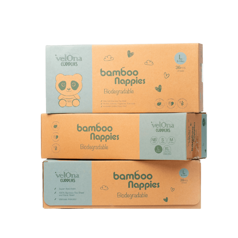 Cuddlies Size 4 Toddler Nappy Bundle – eco nappies for toddlers with superior absorbency and comfort, made from biodegradable bamboo, great value pack