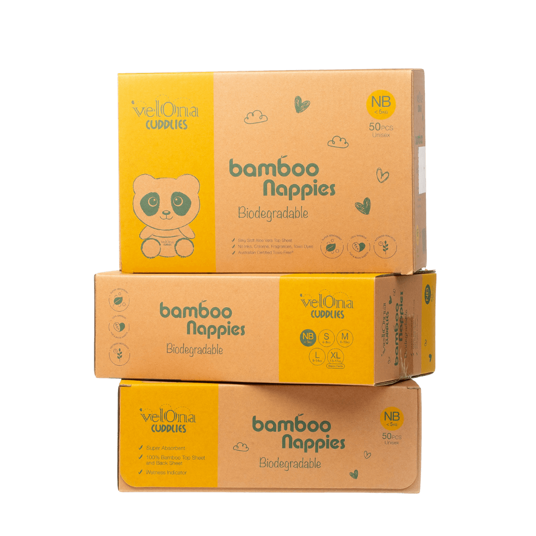 Cuddlies Size 1 Newborn Nappy Bundle – soft bamboo nappies for sensitive newborn skin, eco-friendly and biodegradable with great bundle savings