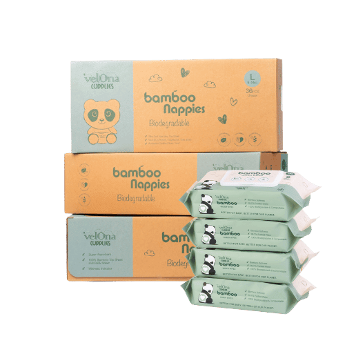 Cuddlies size 4 toddler nappy and baby wipes bundle - breathable bamboo nappies and non-toxic baby wipes for active toddlers, eco-friendly baby products