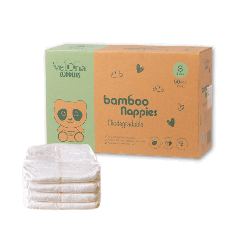 Cuddlies Size 2 Infant Nappy – absorbent bamboo nappies for growing babies, non-toxic and sustainable, value eco nappy pack