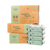 Cuddlies size 2 eco nappy and baby wipes bundle – bamboo nappies for infants with soft, biodegradable water wipes for non-toxic baby care