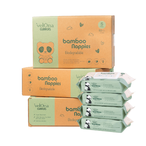 Cuddlies size 2 eco nappy and baby wipes bundle – bamboo nappies for infants with soft, biodegradable water wipes for non-toxic baby care