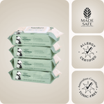 Cuddlies Water Wipes 4-Pack with Allergy Certified Badges – Gentle and Safe for Sensitive Skin