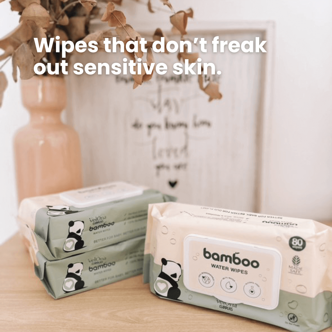 Soft bamboo water wipes, showcasing care for sensitive skin.