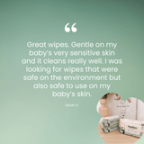 Customer review of Cuddlies bamboo water wipes - praised for softness, purity, and skin-friendly ingredients