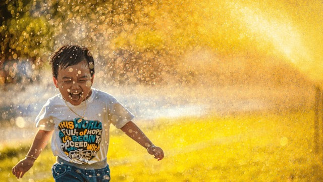 child playing in water