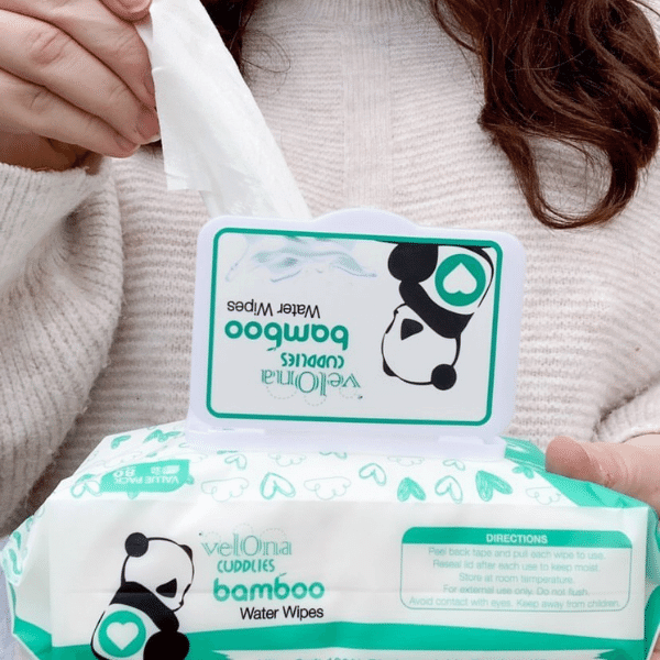 Cuddlies Eco friendly baby wipe taken out from pack