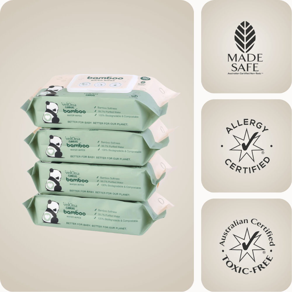 Cuddlies Ultra Soft Bamboo Baby Wipes are Allergy Certified and Toxic Free for gentle newborn skin