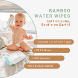 Cuddlies baby water wipes- infused with purified water, made from bamboo and eco-friendly.