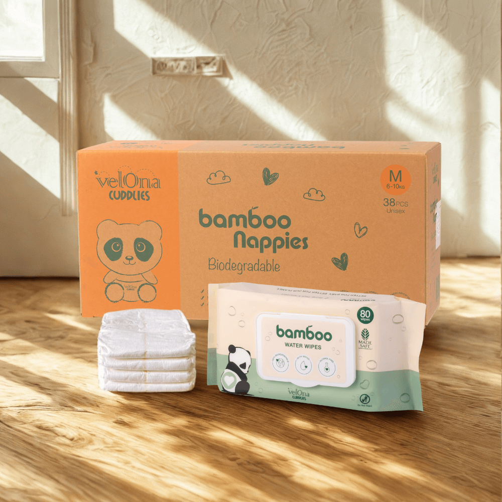 Eco Nappy & Wipes Starter Pack – Bamboo Size 3 Nappies & Water Wipes for Gentle, Rash-Free Baby Care.