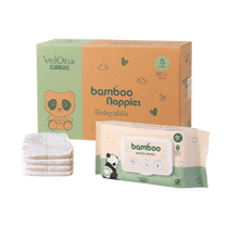 Eco Nappy & Wipes Starter Pack – Bamboo Size 2 Nappies & Water Wipes for Gentle, Rash-Free Baby Care.
