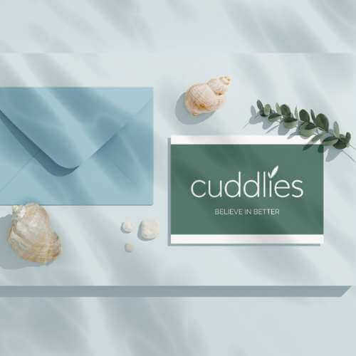 Cuddlies Gift Card image with envelope for Bamboo Nappies and Water Wipes 