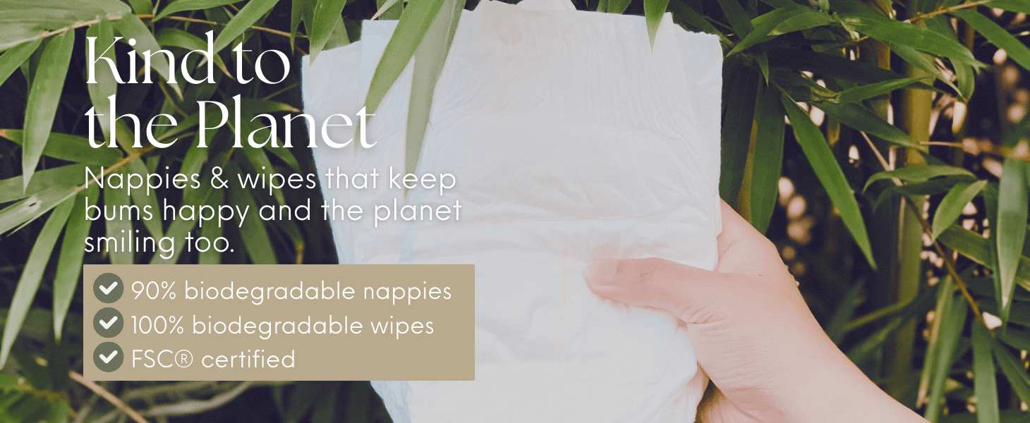 Eco-friendly bamboo nappies and wipes that are 90% biodegradable and kind to the planet