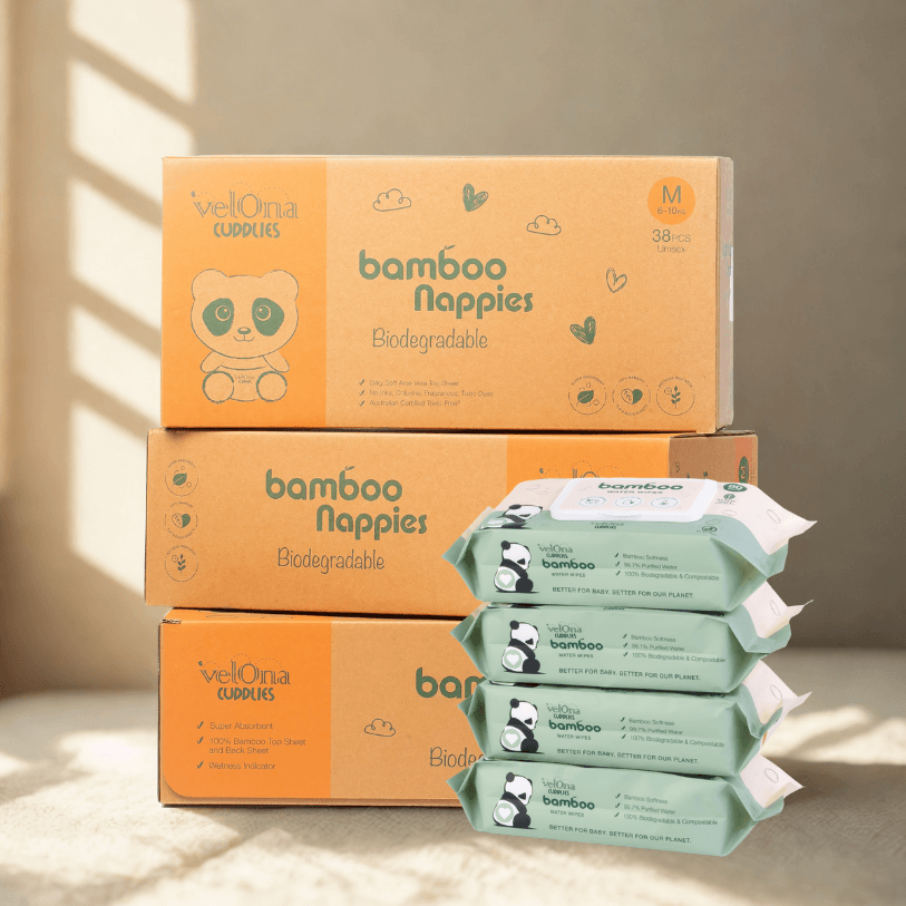 Crawler size 3 nappy and water wipes subscription – ultra-absorbent eco nappies and natural baby wipes for active little ones