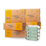 Cuddlies Size 1 Newborn Value Bundle with 300 eco nappies + 320 natural water wipes, perfect value for new parents