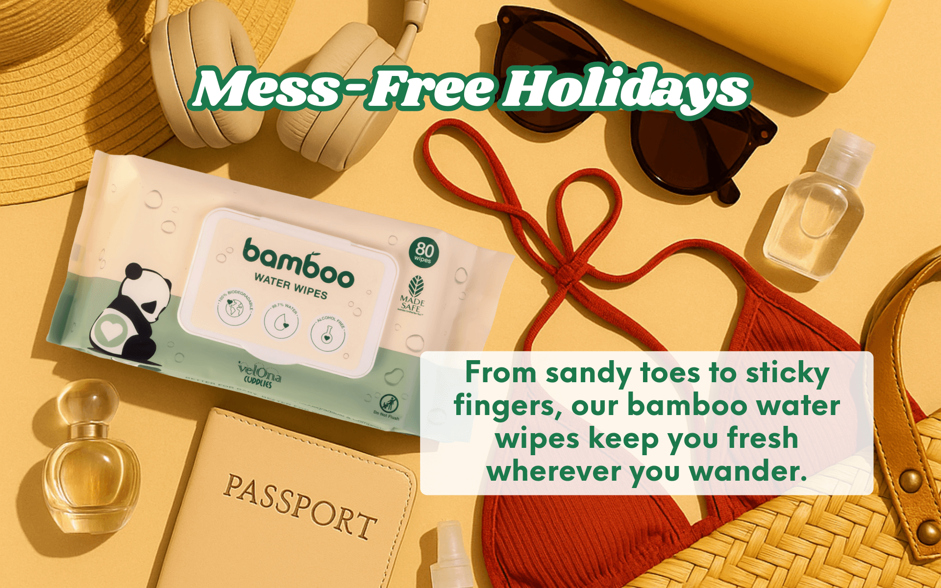 Bamboo Water Wipes - perfect for travel and holidays