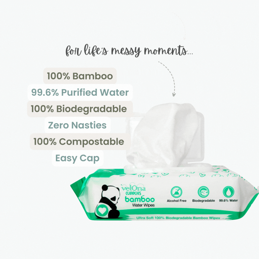 Cuddlies Biodegradable Bamboo Water Wipes 4 Pack