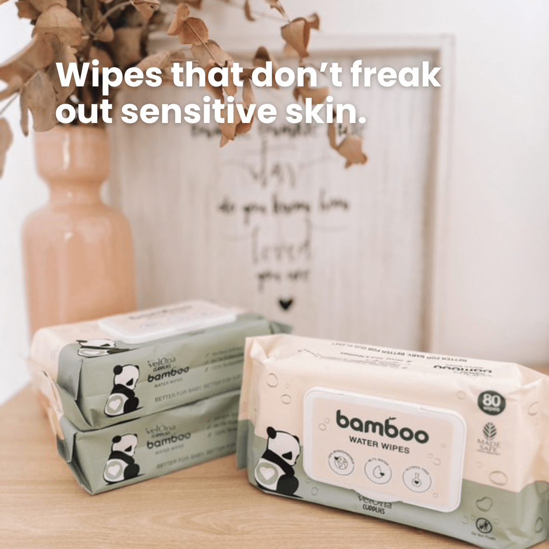 Soft bamboo water wipes, showcasing care for sensitive skin.